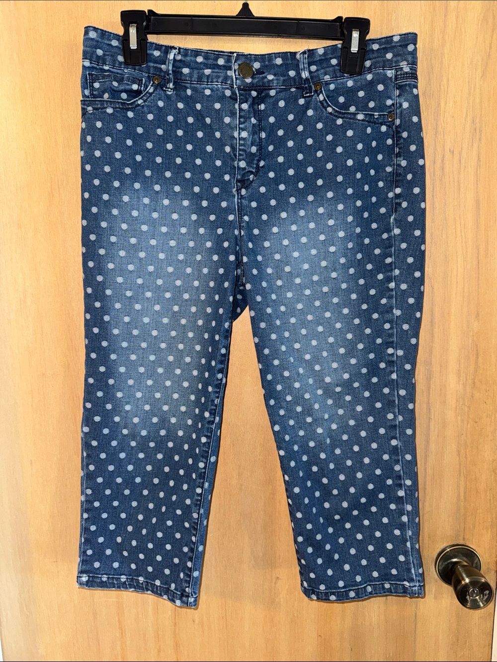 Gloria Vanderbilt Amanda Capri Polka Dot Denim Jeans Size 10